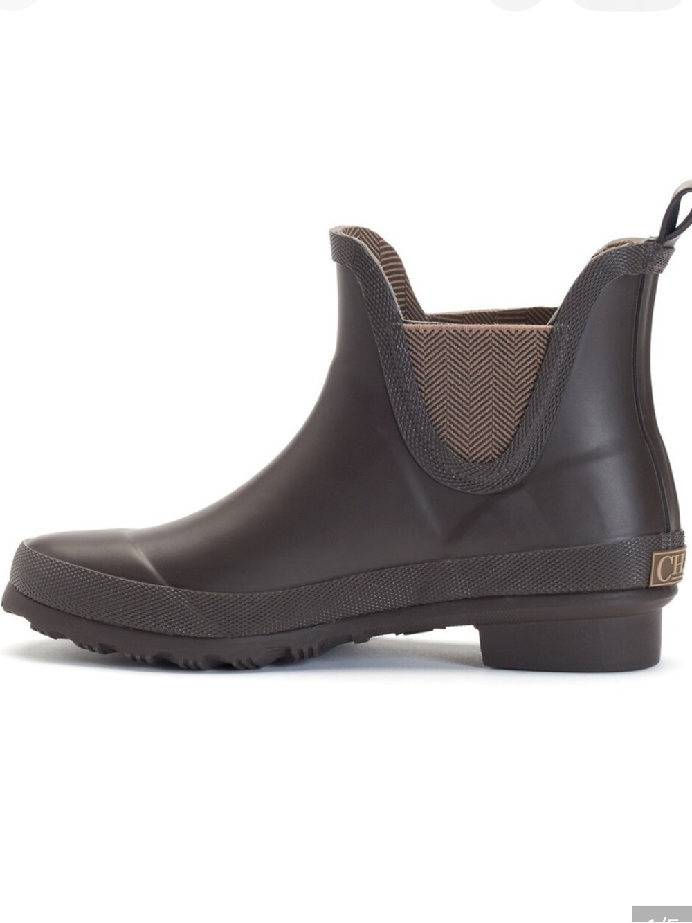 EUC Chaps Aeva Bo Rai Brown Women's Chelsea-Style Rubber Ankle Rain Boots Size 9
